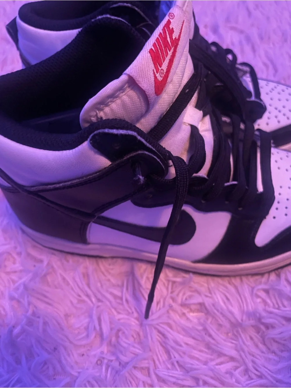 Nike White & Black High-Top Sneakers with Red Logo